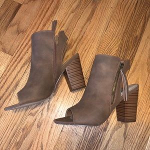 NWT Open Toe Bootie with Block Heel